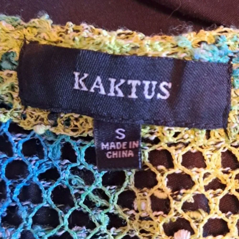 Kaktus Green Open Knit Cardigan Fisherman Laggenlook Lagom Womens S